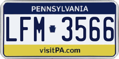 PA license plate LFM3566