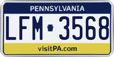 PA license plate LFM3568