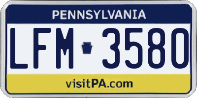 PA license plate LFM3580
