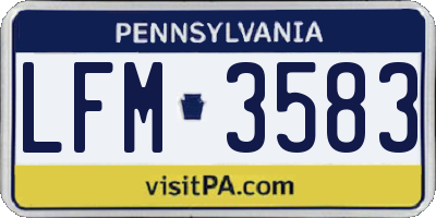 PA license plate LFM3583