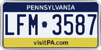PA license plate LFM3587