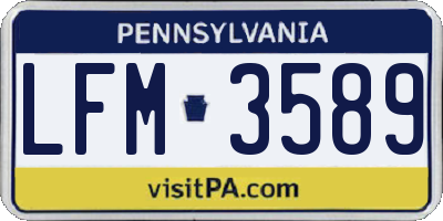 PA license plate LFM3589