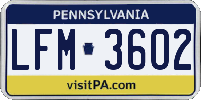 PA license plate LFM3602