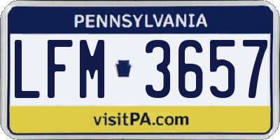 PA license plate LFM3657