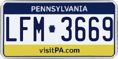 PA license plate LFM3669
