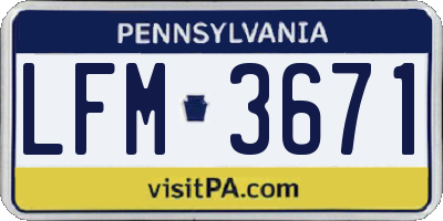 PA license plate LFM3671