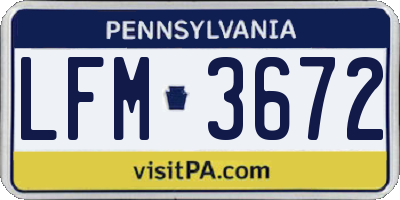 PA license plate LFM3672