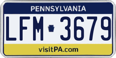 PA license plate LFM3679