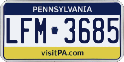 PA license plate LFM3685