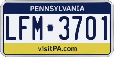 PA license plate LFM3701