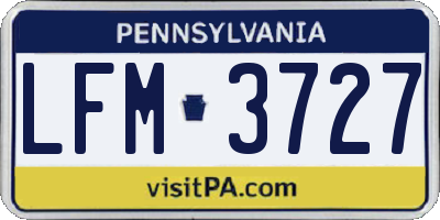 PA license plate LFM3727