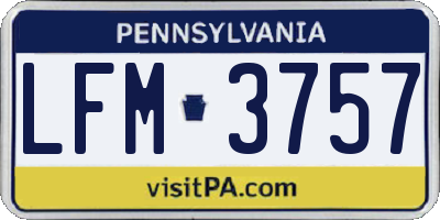 PA license plate LFM3757