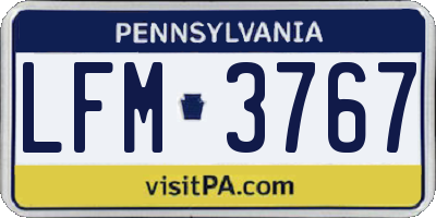 PA license plate LFM3767
