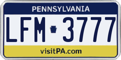 PA license plate LFM3777