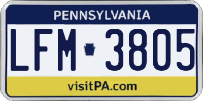 PA license plate LFM3805