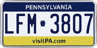 PA license plate LFM3807