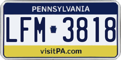 PA license plate LFM3818
