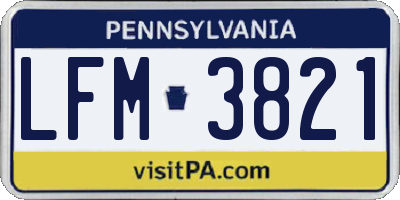 PA license plate LFM3821