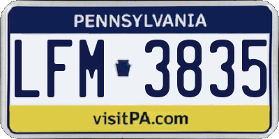PA license plate LFM3835