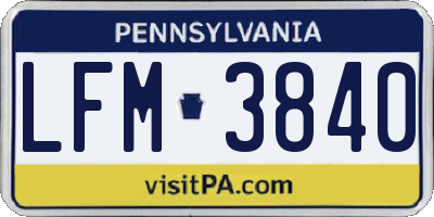PA license plate LFM3840