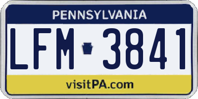 PA license plate LFM3841