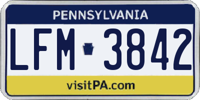 PA license plate LFM3842