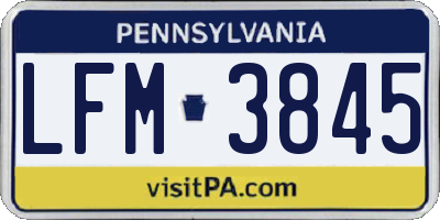 PA license plate LFM3845