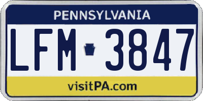 PA license plate LFM3847