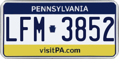 PA license plate LFM3852