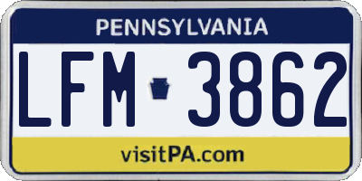 PA license plate LFM3862