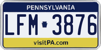 PA license plate LFM3876