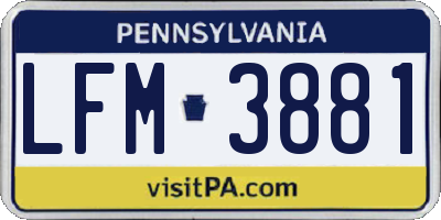 PA license plate LFM3881