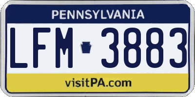 PA license plate LFM3883