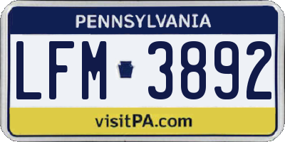 PA license plate LFM3892