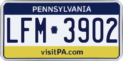 PA license plate LFM3902