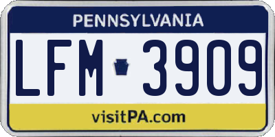 PA license plate LFM3909