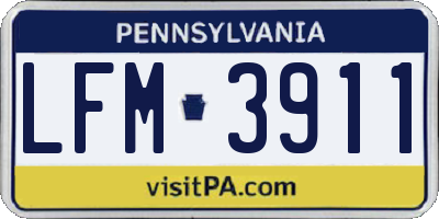 PA license plate LFM3911