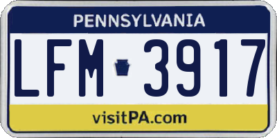 PA license plate LFM3917