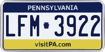 PA license plate LFM3922
