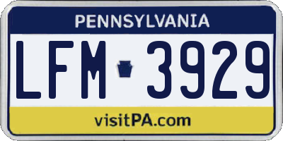 PA license plate LFM3929