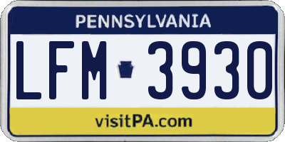 PA license plate LFM3930