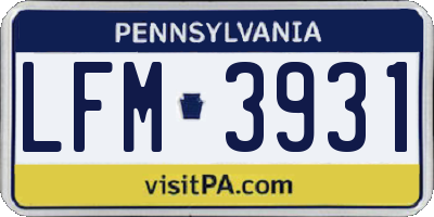 PA license plate LFM3931