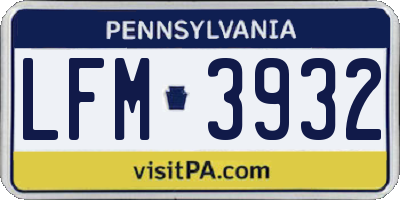PA license plate LFM3932