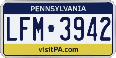 PA license plate LFM3942