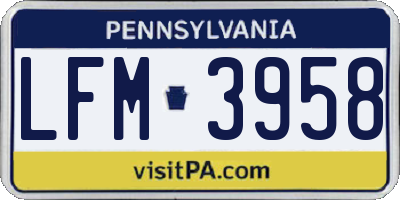 PA license plate LFM3958