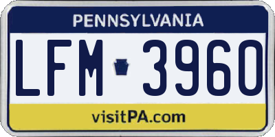 PA license plate LFM3960