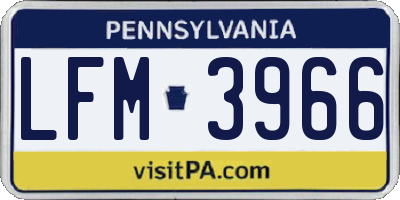 PA license plate LFM3966