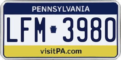 PA license plate LFM3980