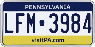 PA license plate LFM3984