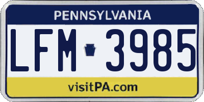 PA license plate LFM3985
